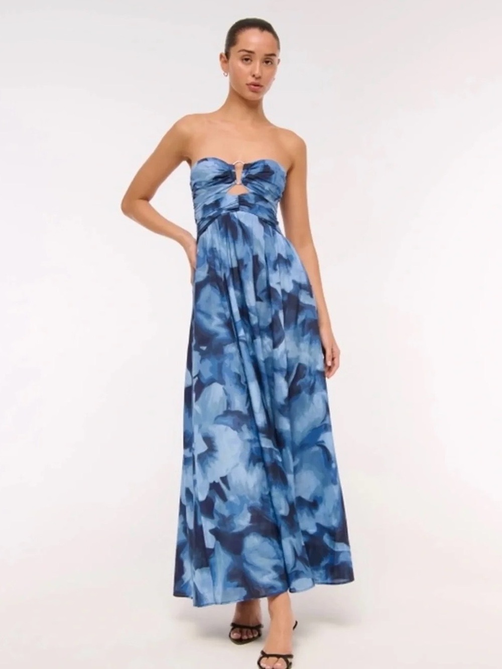 Abercrombie & Fitch Strapless Hardware Cutout Maxi Dress Size M MSRP $159